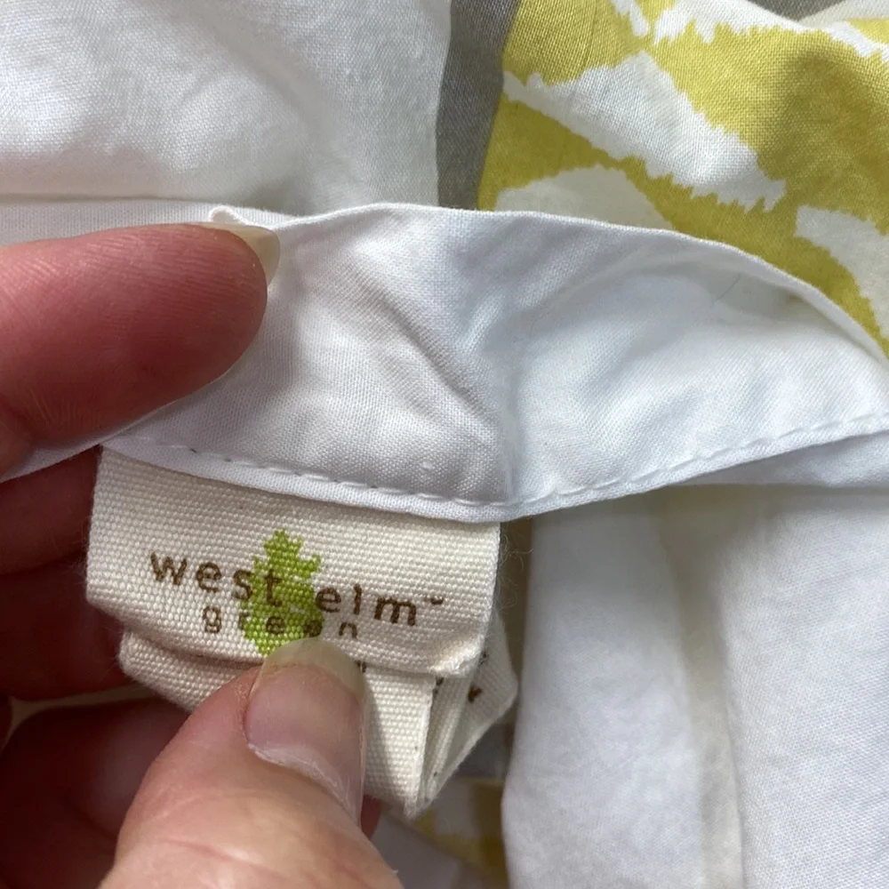 Set of 2 pillow cases pillow shams WEST ELM ORGANIC MANDALA IKAT CITRON YELLOW